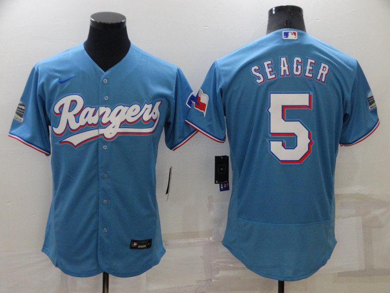 Cheap Men Texas Rangers 5 Seager Blue Elite Nike 2022 MLB Jersey